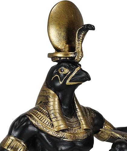 Miniatura 3 de Ebros Gift Religión egipcia Mitología Dios Horus Ra con Sol y Uraeus Figura de disco Deidad de la guerra y el cielo sin fin Escultura de 11 pulgadas