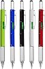 6 in 1 Multi Tool Ballpoint Pen 5 Pack Stocking Filler Gift Pen for Men Stocking Filler- Screwdriver Pen Ruler Stylus Spirit Level