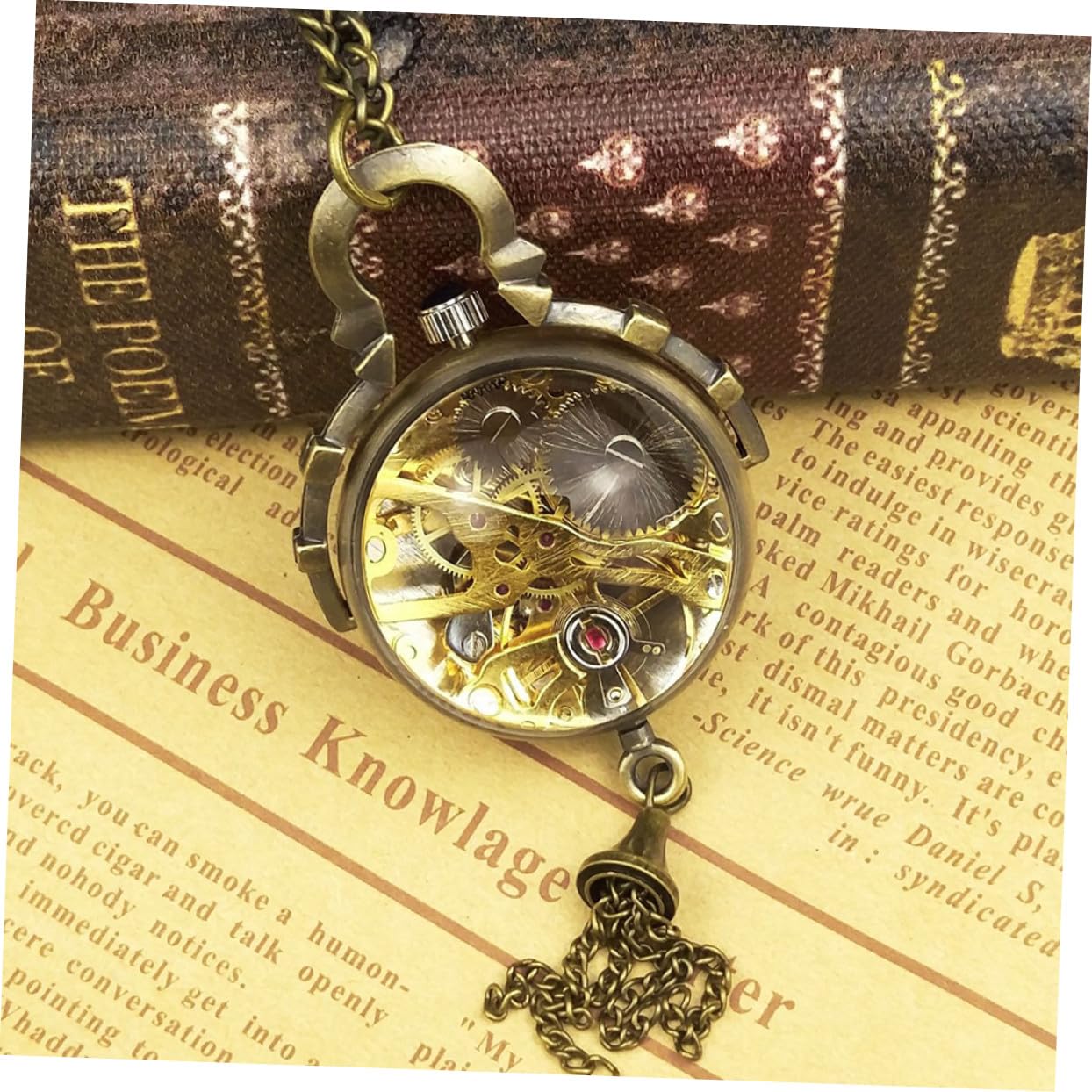 Reloj de Bolsillo Colgante Mecánico Esférico de Aleación y Vidrio