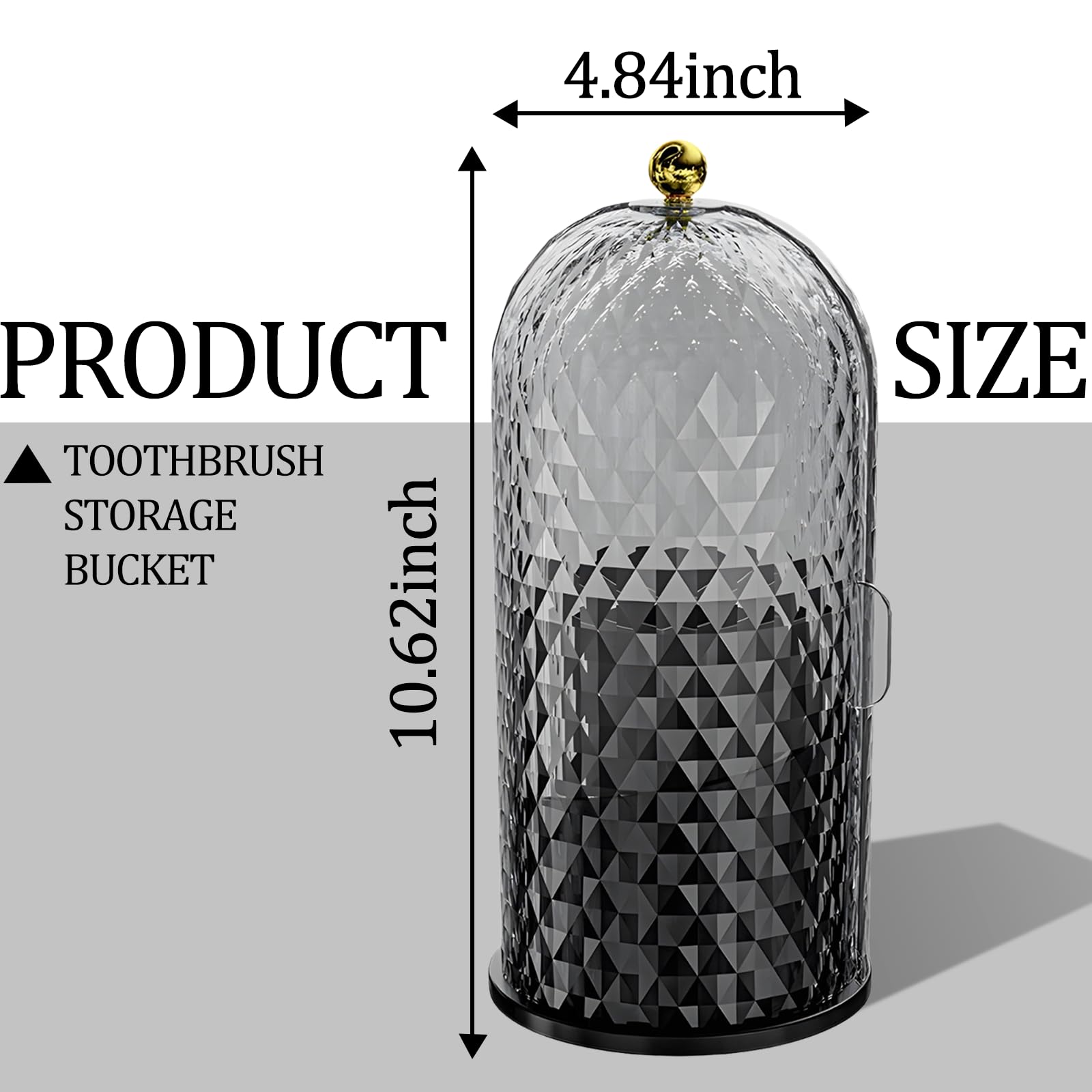 Multifunctional Rotating Toothbrush Holders with Sliding Lid, The 3-Slot Bathroom Countertop Vanity Organizer Perfect for Tooth Brush, Toothpaste, and Makeup Brushes Holder Storage (Black)