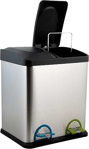 Miniatura 5 de Organize It All Bote de basura de reciclaje de 8 galones 30 litros acero inoxidable
