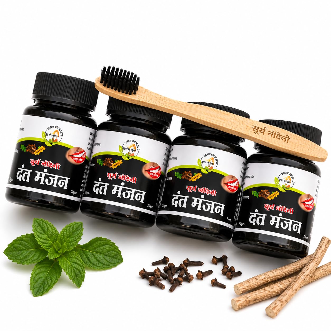 VEDBHUMI Dant Manjan Herbal Tooth Powder Combo with Free Bamboo Brush-image-12