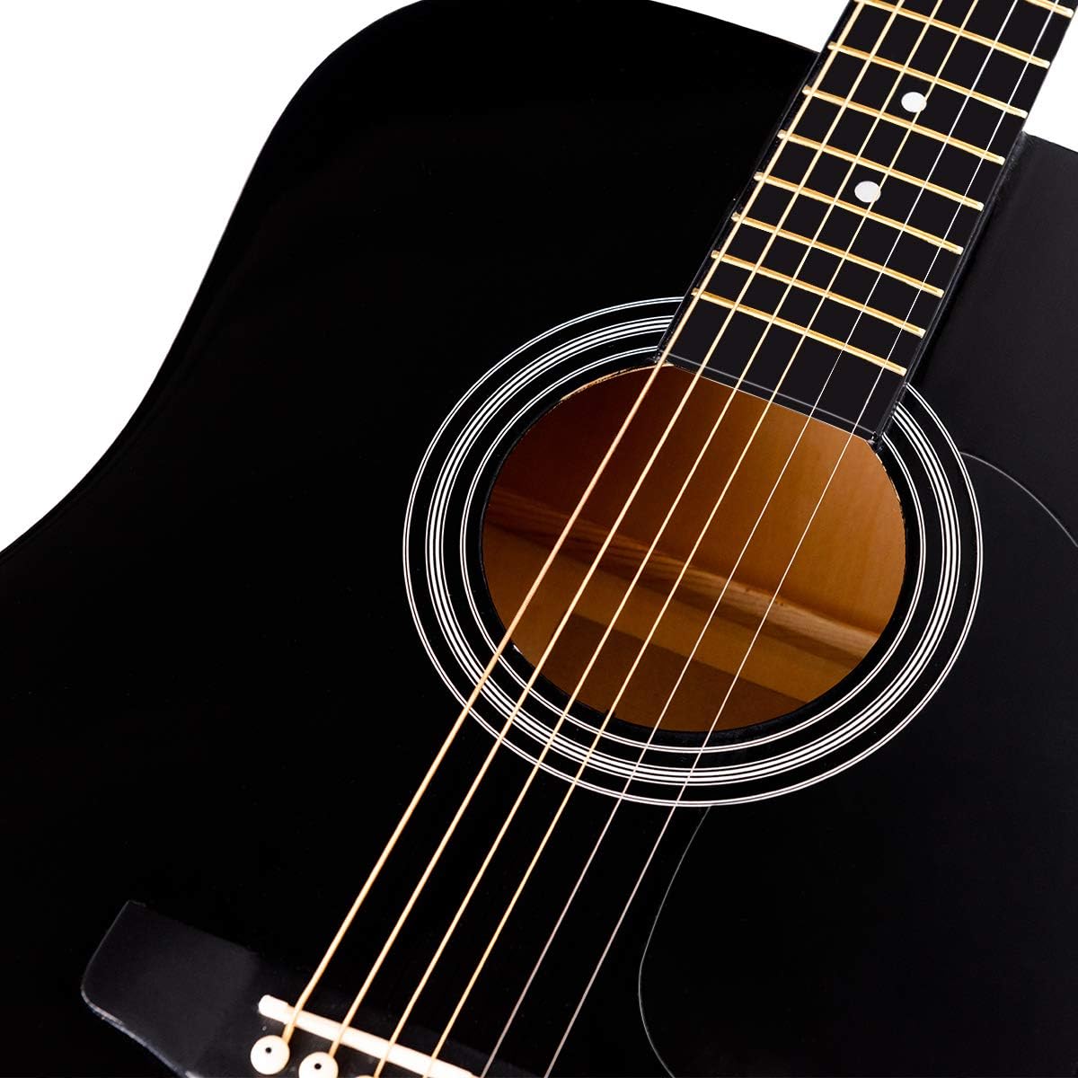 Sonart 41'' Full Size Beginner Acoustic Guitar, Professional Customization Smooth Mirror Structure Steel String W/Case, Shoulder Strap, Pick, Extra Strings for Kids, Starters, Black