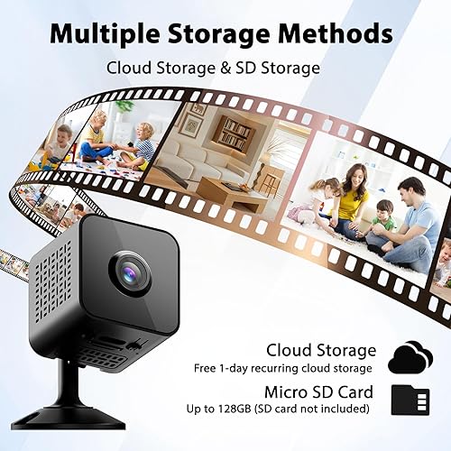 Miniatura 7 de Mini cámara 4K, cámara inalámbrica WiFi, pequeña cámara portátil HD para niñera con detección de movimiento, almacenamiento en la nube y SD, micro