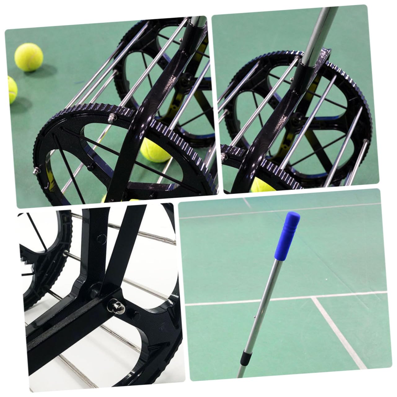 UPKOCH Raccoglitore di Palline da Tennis capacità 55 Palline, Manico Regolabile e Funzione di Sgancio Rapido, Attrezzatura per Scuole e Club per Raccolta Efficiente in Campo