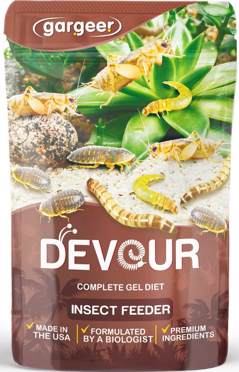 Gargeer Bugs and Insects Food. Complete Gel Diet for Roaches, Crickets, Worms, Dubia, Fly, etc. Made in The USA, Using Premium Nutritional Ingredients