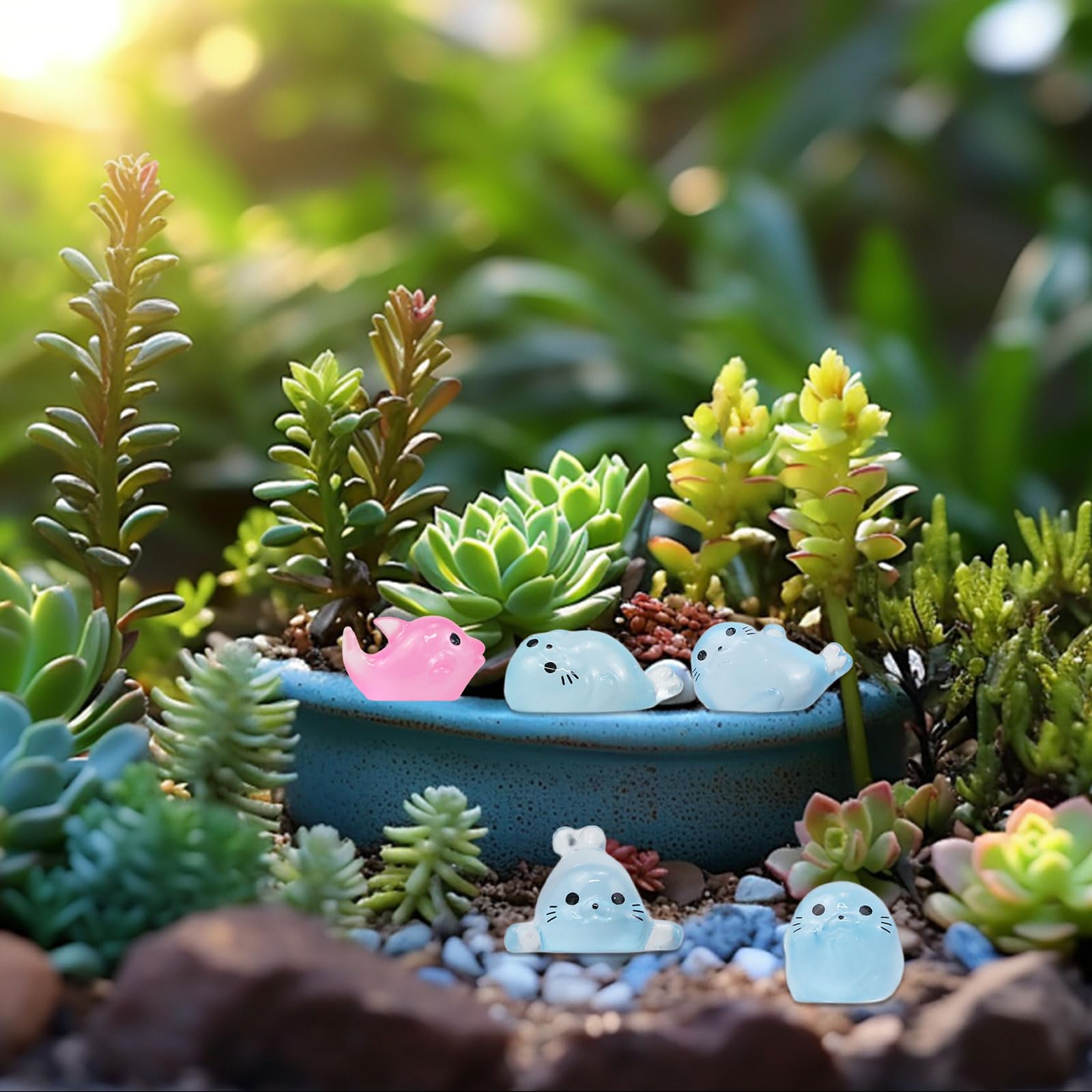 48 sztuk miniaturowych figurek z żywicy, oceanu, świecące w ciemności, miniaturki do dekoracji akwarium, charmsy do ogrodu, domku dla lalek, akwarium, domu