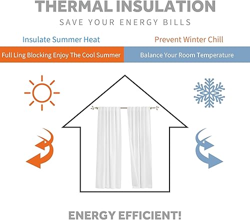 Miniatura 3 de RYB HOME 3 en 1 insonorizadas  opacas  Cortinas de lino aislantes, cortinas de ahorro de energía para dormitorio, sala de estar, guardería, estudio,