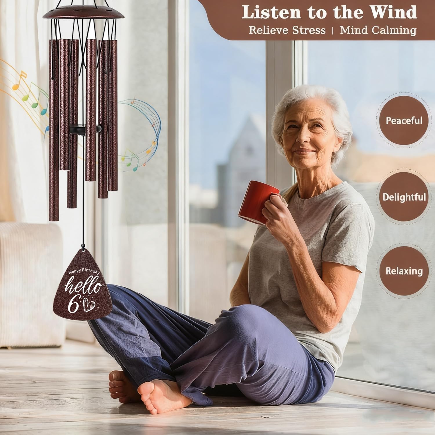 60th Birthday Gifts for Women - 32” Wind Chimes, Thoughtful Happy 60th Presents for Her Mom, Sister, Wife & Grandma