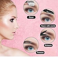 Vista 9 de Kit de cejas, herramienta exfoliante multiusos para dermaplaning para mujeres y niñas, juego de aseo de cejas (9 en 1)