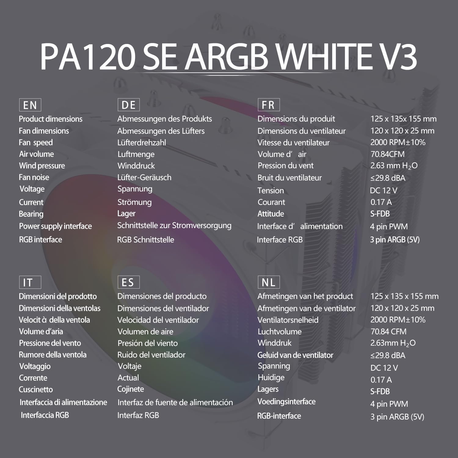 TR-Thermalright Peerless Assassin 120 SE ARGB White V3 CPU Cooler, dissipatore d'aria per CPU Twin-tower ad alte prestazioni, altezza 155 mm, raffreddamento tubi di calore 6 x 6 mm, per Intel LGA 1700