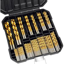 Metric 99 Pcs Titanium Twist Drill Bit Set,135 Tip High Speed Steel,Size from 1.5mm up to 10mm,Ideal Drilling in Aluminum Alloy/Cast Iron/Fiberglass/Plastic/Wood,with Index Storage Case