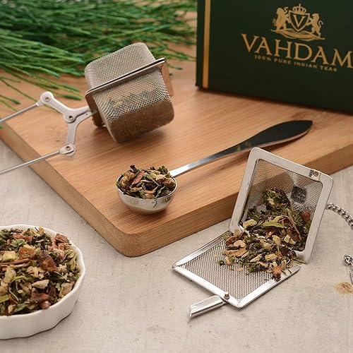 Miniatura 9 de VAHDAM Cuchara de té perfecta  Obtén 2 infusores gratis  Cuchara de té de hojas sueltas de acero inoxidable, medida perfecta con infusor de té extra