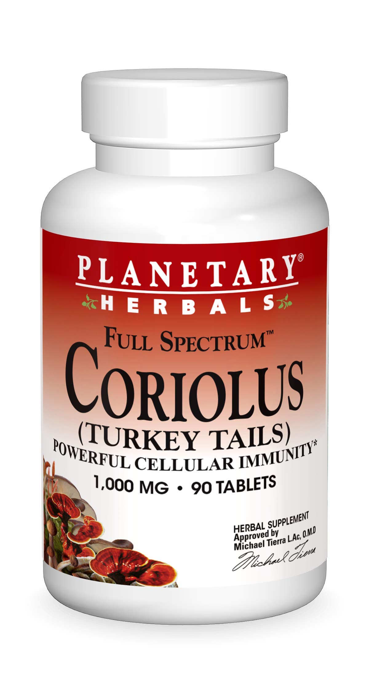Planetary Herbals Coriolus Full Spectrum 1000mg, Powerful Cellular Immunity PF0737 Natural 90 Count (Pack of 1)