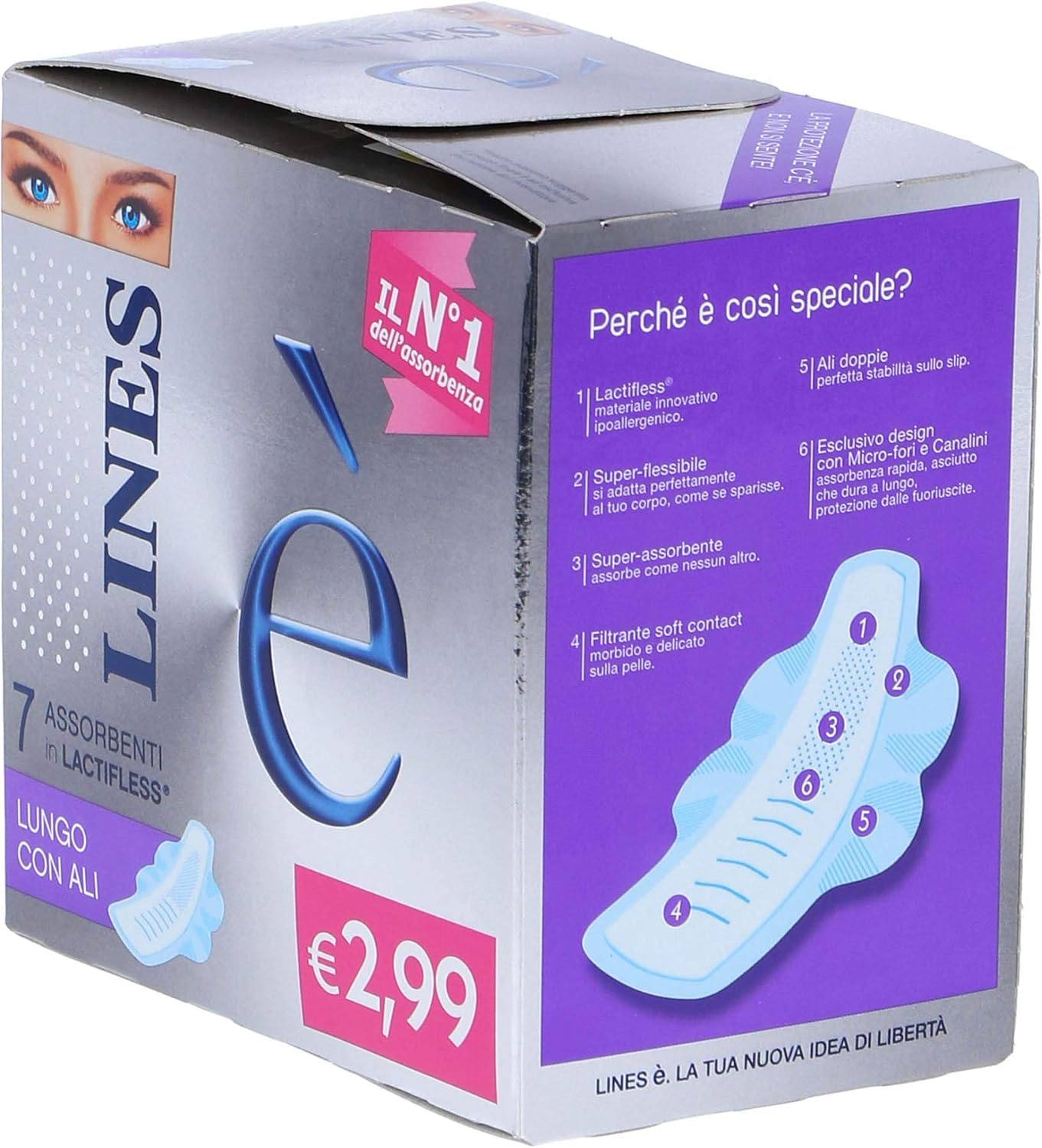 Lines è lungo con ali 12x 7 st. saugfähig in Lactifless lang mit Flügeln + italian Gourmet polpa 400g