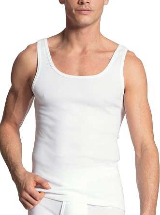 Calida Mens Cotton Classic Athletic Tank, 11010, White, L