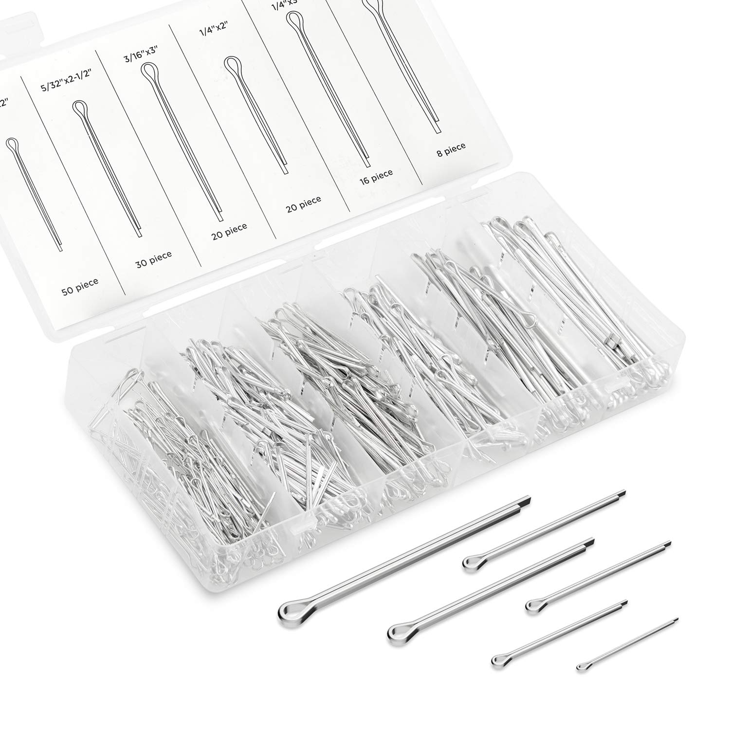 Cotter Pin Assortment Kit - 555 Pcs Zinc Plated -8 Cotter Pin Assortment Kit - 555 Pcs Zinc Plated -8