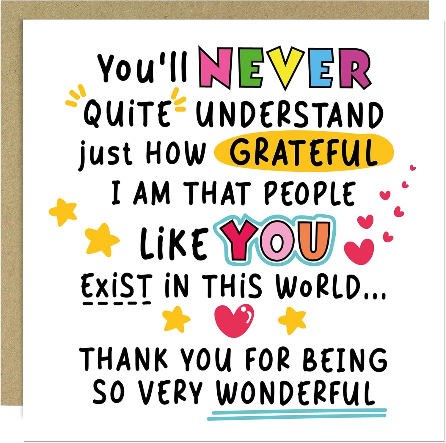 RED OCEAN Appreciation Card For Friends Teachers Colleagues Volunteers Midwife Nurse Thank You Cards For Men Women 145x145mm With Kraft Envelope