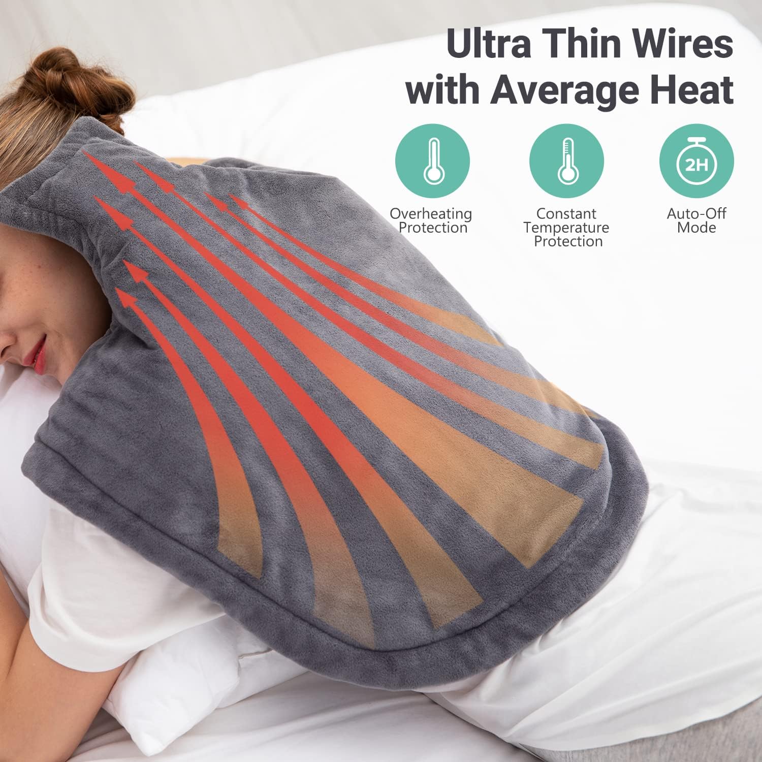 Heating Pad for Back & Neck, Extra Large Wearable Heated Pad with 6 Heat Levels, 2-Hour Timer, Heat Therapy for Muscle Pain, Cramps, Neck, Back, and Shoulders, Auto Off, Machine Washable, 35"x27" inch