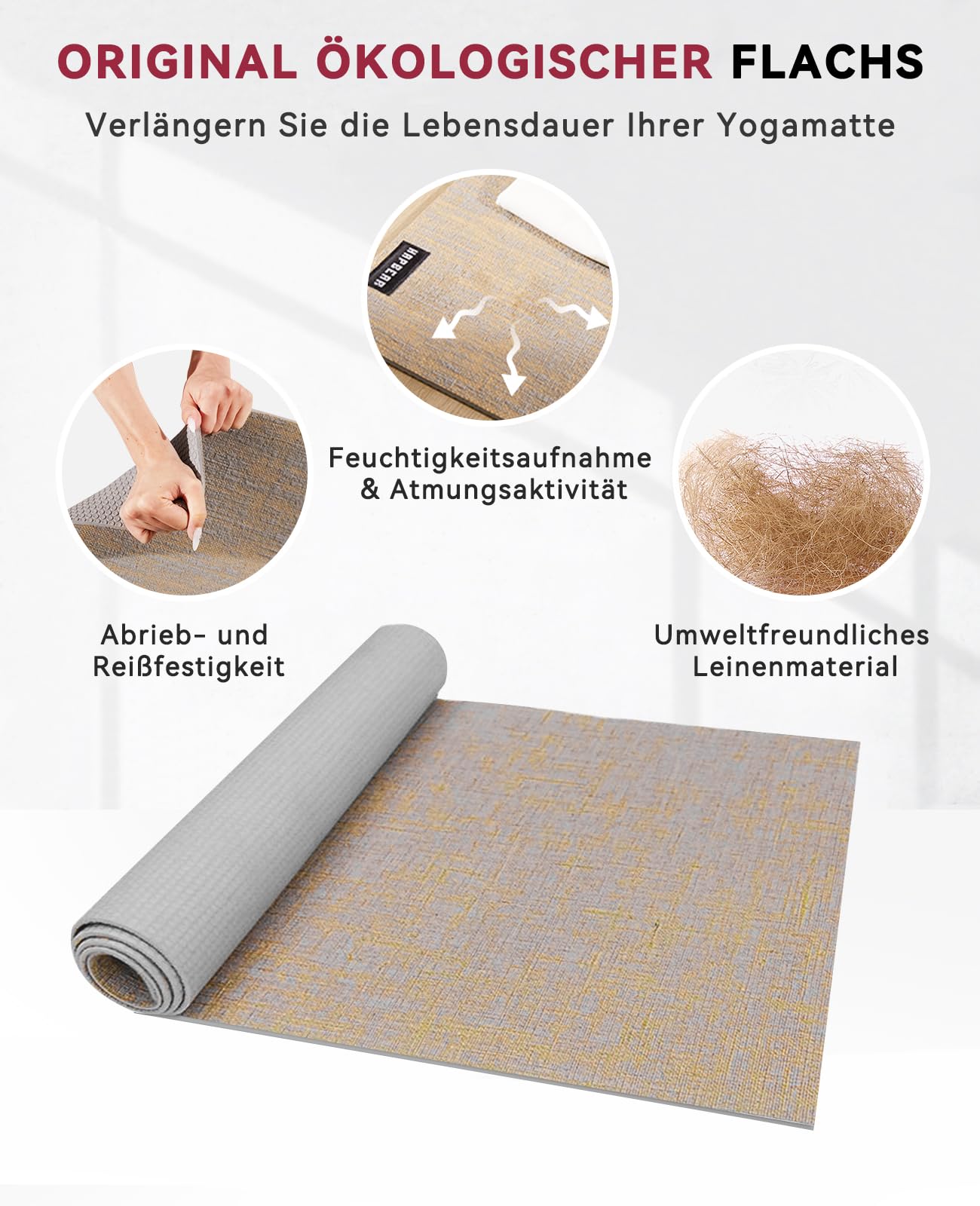 HAPBEAR Yogamatte Große - 183×91/213×76 cm – Rutschfeste Fitness- & Sportmatte für Yoga, Pilates, Meditation und Home Workout – Extra Groß, Hochdämpfend, Doppelseitig Verwendbar