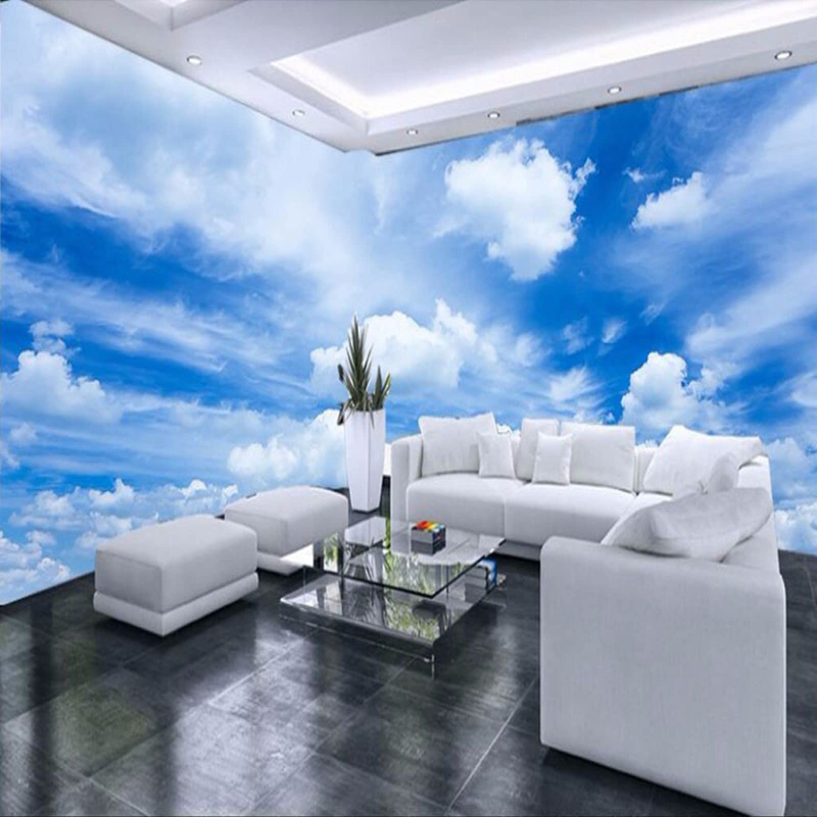 Blue Sky Ceiling Wall Mural 3D White Cloud Photo Wallpaper
