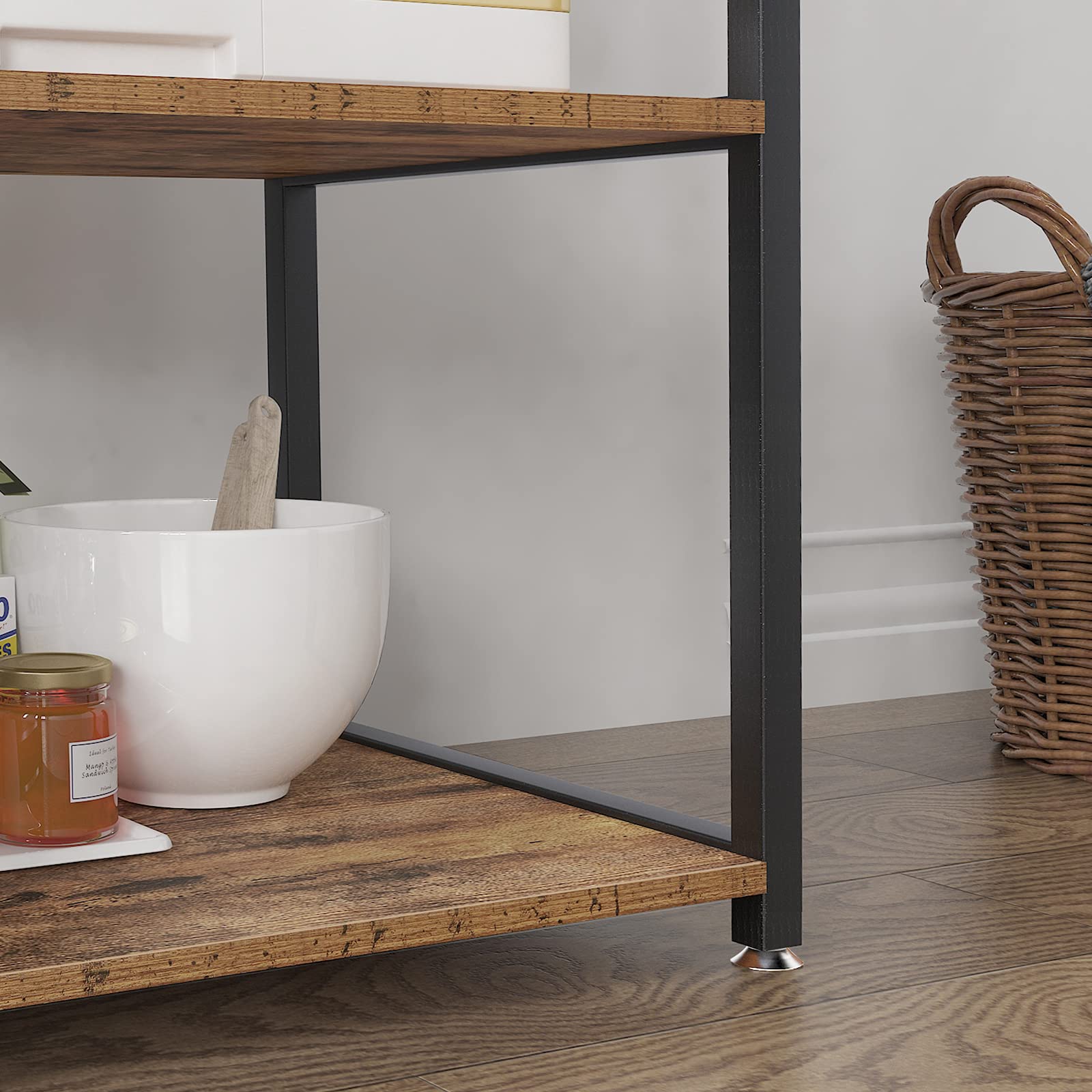 soges 3-Tier Kitchen Baker's Rack Utility Microwave Oven Stand Storage Cart Workstation Shelf, Rustic Brown W5s-FG