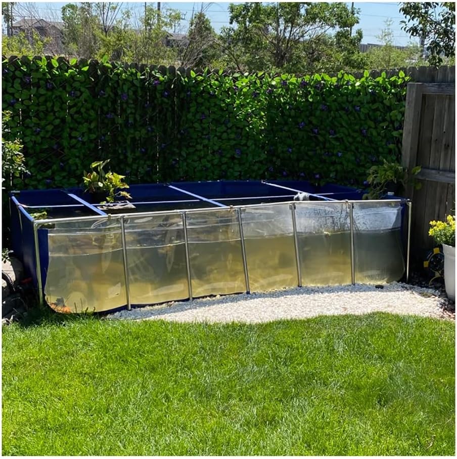 Large Canvas Water Tank for Aquarium & Pond - Clear PVC Window, Easy Assembly for Koi & Goldfish (120x80x51cm) - Ideal Frame Pool for Turtles & Aquatic Life