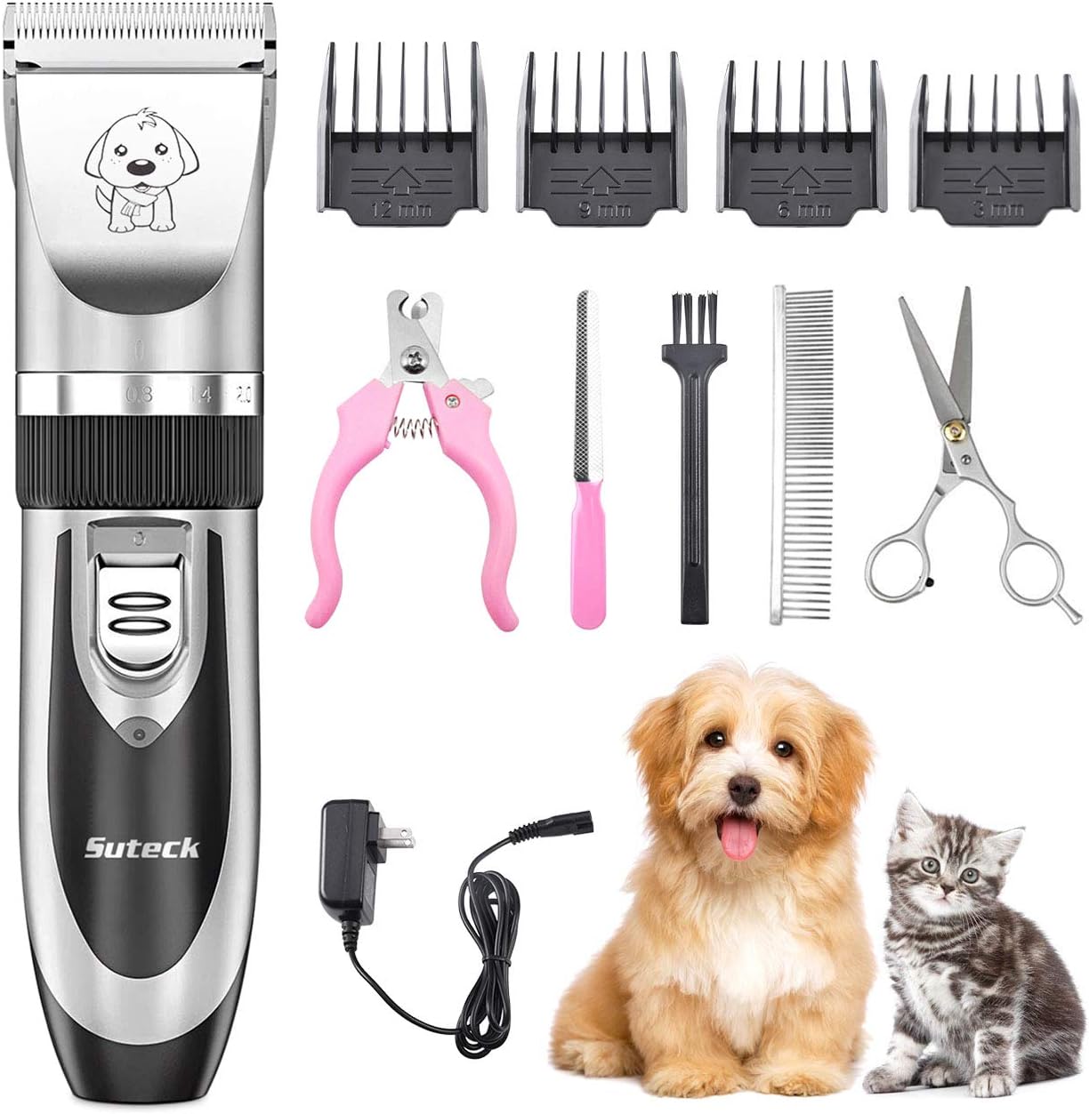 Dog Clippers Low Noise Pet Hair Clippers Professional Rechargeable Cordless Electric Pet Shaver Pet Trimmer Pet Grooming Tools with Comb…