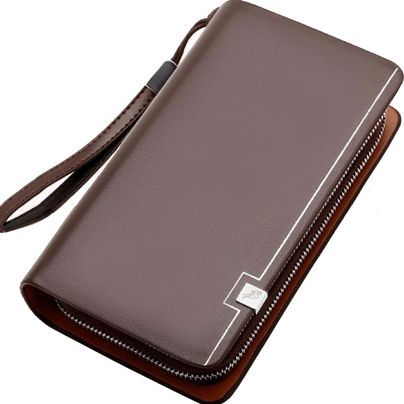 Genuine Leather Wallet for Men Checkbook Credit Cards Vintage Long Bifold Wallet Clutch Purses for Men