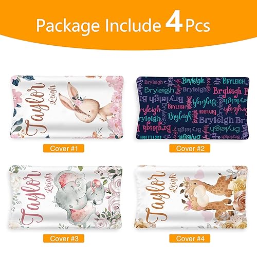 Miniatura 2 de Juego de fundas para cambiador personalizadas, tejido de jersey, cómodo, acogedor, ultra suave, unisex, con nombre personalizado, para bebés, niños