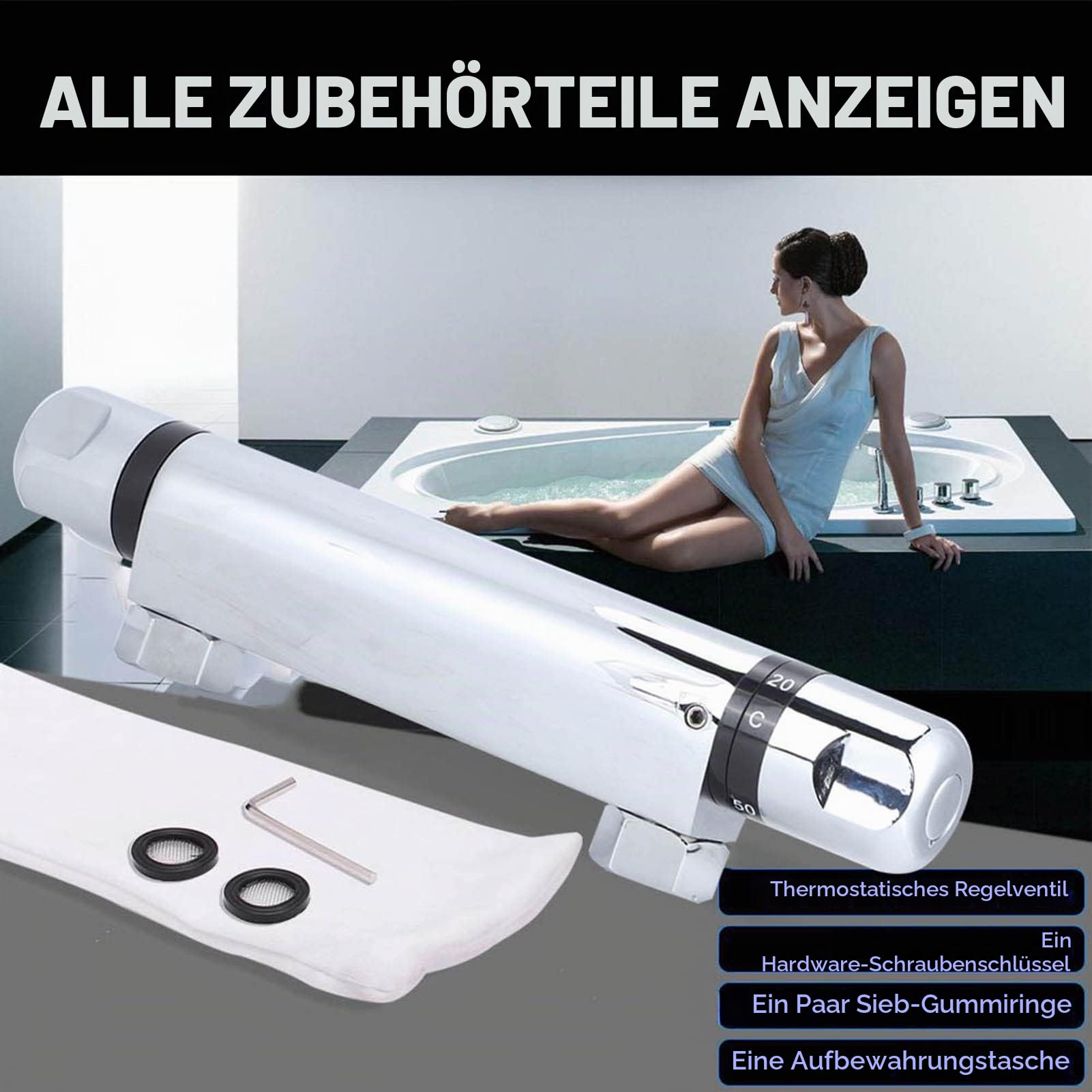 Duscharmatur mit Thermostat, Chrom Mischbatterie Dusche mit 38°C Sicherheitstaste, Duschthermostat Aufputz, aus Messing Chrom, für Home Badezimmerzubehör