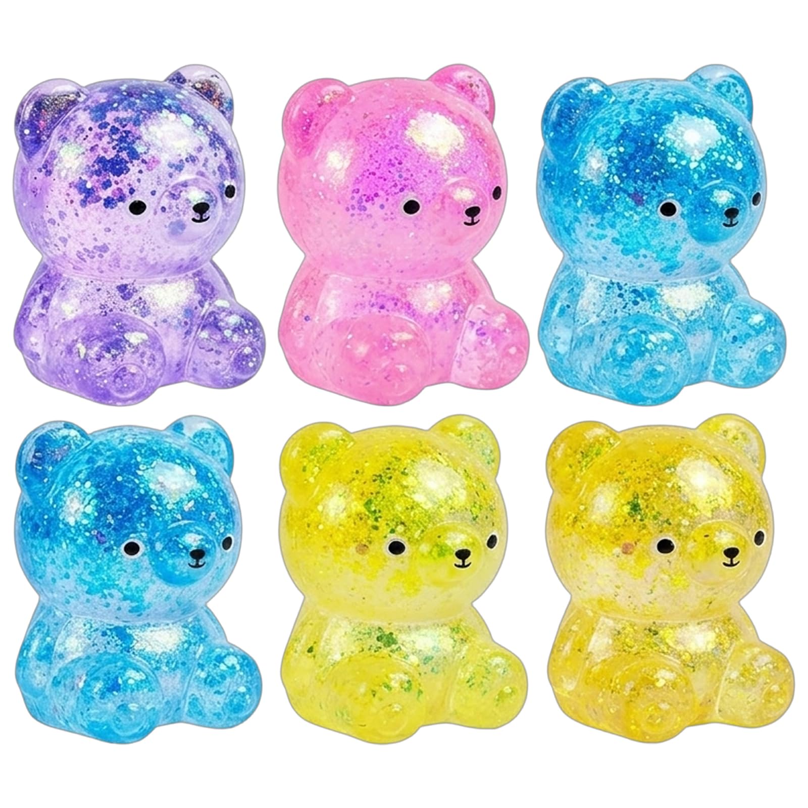 6 Pcs Sugar Ornament Little Bear Set, Ornament Fidget Tools, for Anxiety Relief Great As Festival Favor and Daily Sensory Activities