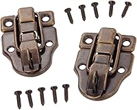 Vista 1 de dophee 2 piezas de bronce antiguo estilo retro caja de palanca, cierre de cerrojo de hierro con agujero para candado para caja de madera, joyero