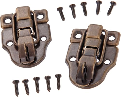dophee 2 piezas de bronce antiguo estilo retro caja de palanca, cierre de cerrojo de hierro con agujero para candado para caja de madera, joyero,