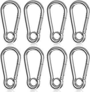 8Pcs Stainless Steel Carabiner Clip, Heavy Duty Carabiner Quick Spring Snap Hook, 2.38inch Key Chain Hooks Metal Clips for Outdoor Indoor, Fishing, Hiking, Camping, Bag Pack, Dog Leash, Traveling