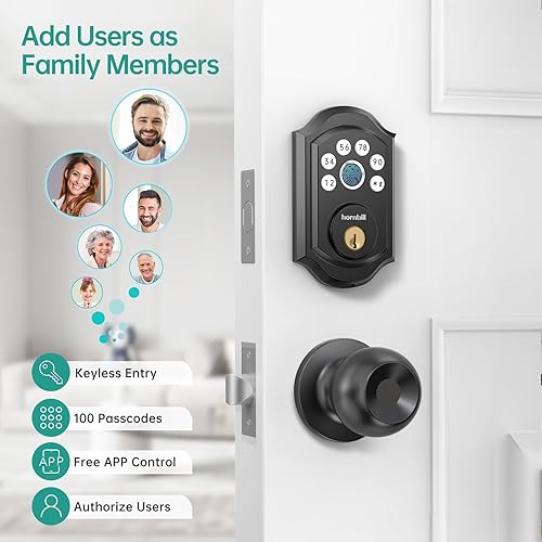 Miniatura 2 de Juego de cerraduras de puerta inteligentes Perillas de puerta de entrada sin llave Hornbill con huella dactilar, cerradura de puerta electrónica