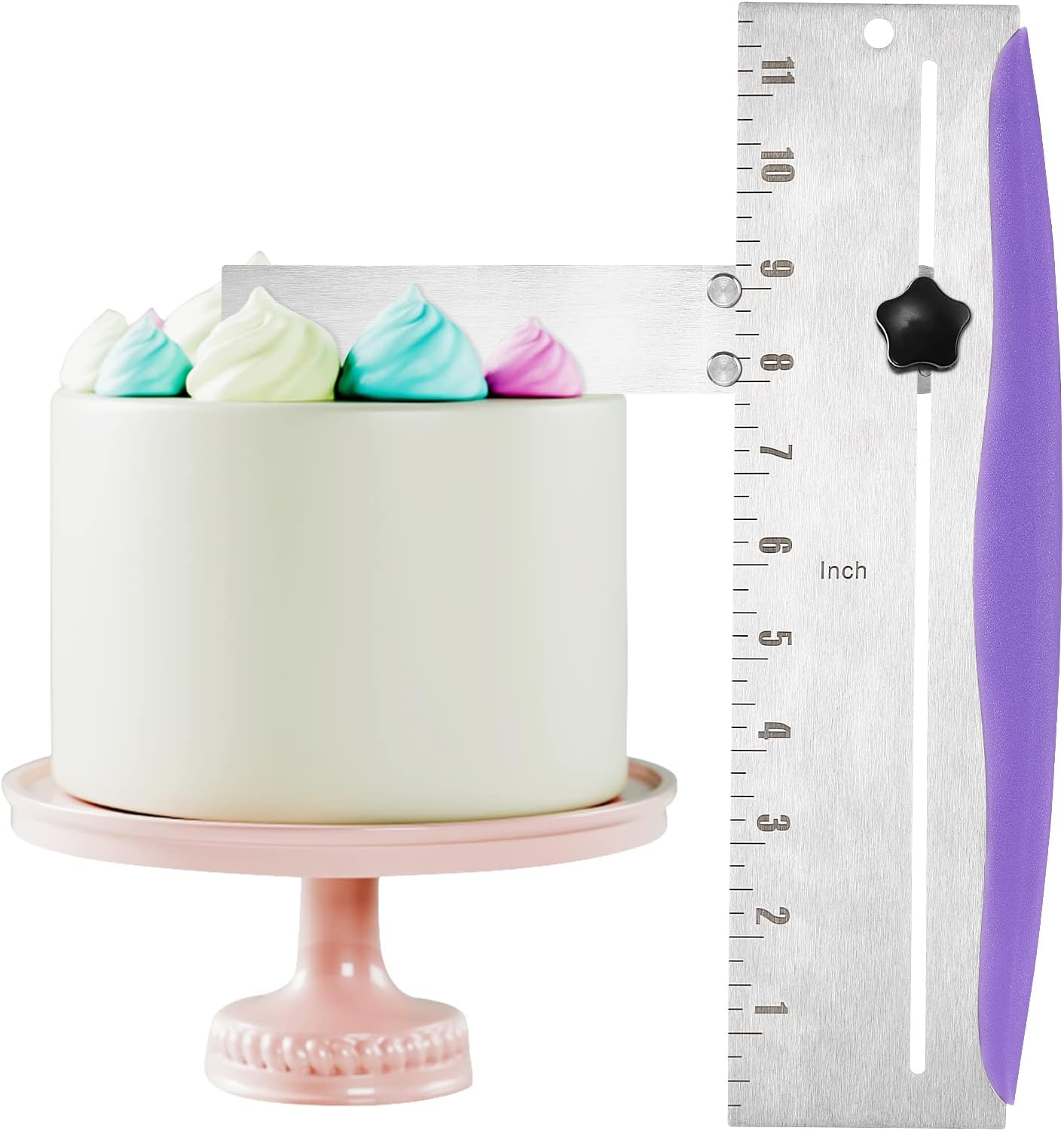 ONEVER Stainless Steel Cake Scraper Adjustable Cake Edge Smoother Baking Cakes Comb