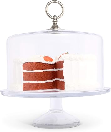 Handblown Glass Cake Stand with Pewter Knob - Thumbnail 2