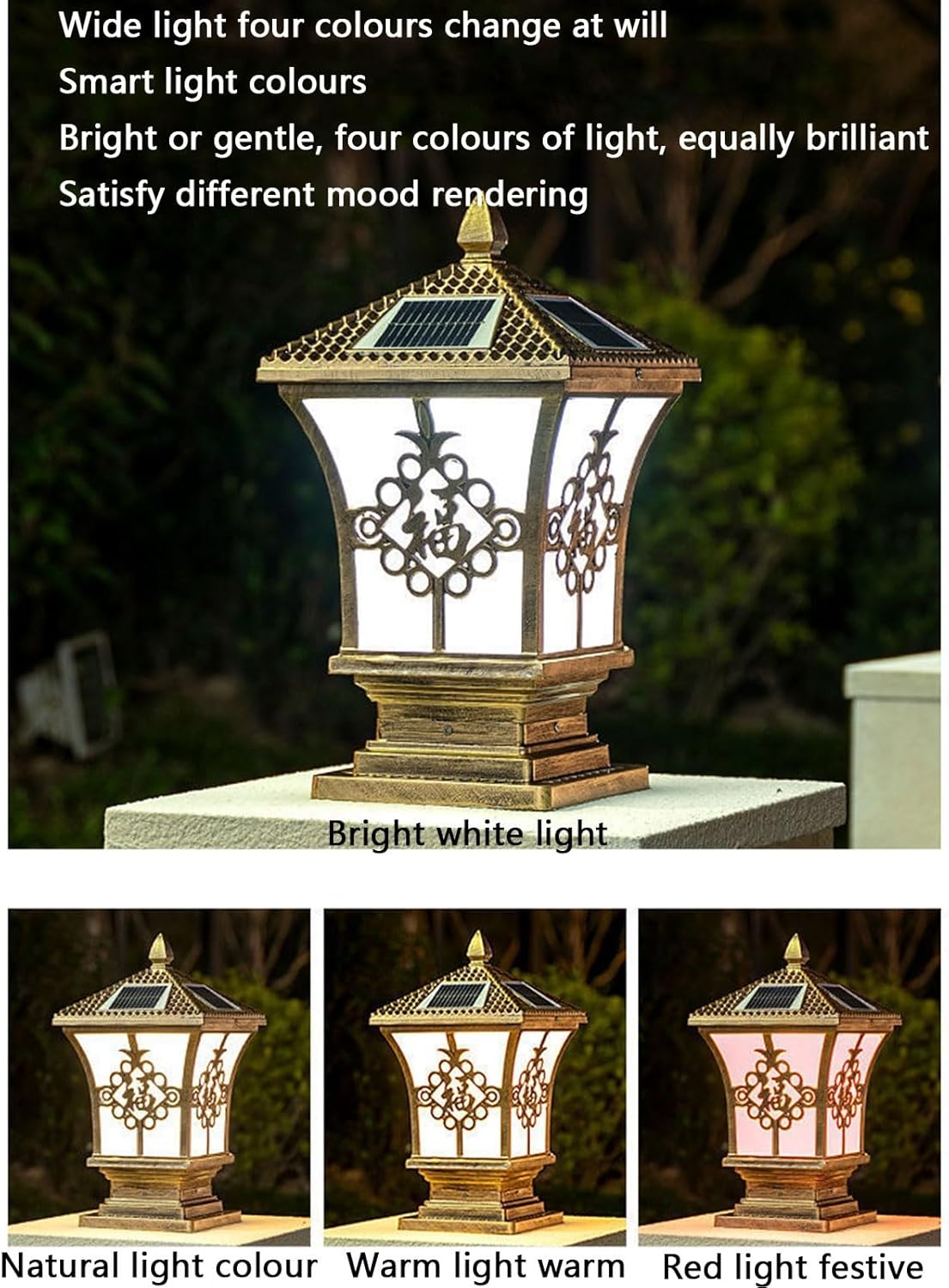 屋外ピラーランプ レトロ アウトドア ソーラー ポスト ライト 宮殿