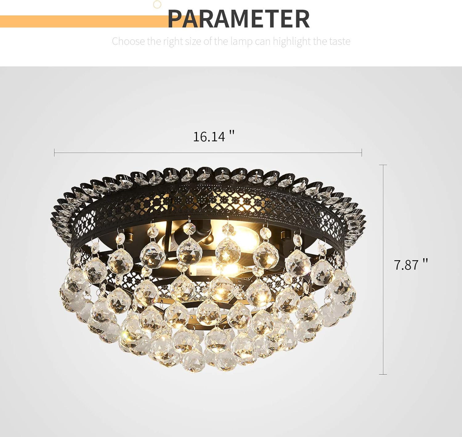 Lіmіtеd Dіѕсоunt 3-Light Black Crystal Chandelier ，Modern Semi Flush Mount Ceiling Lighting Fixture ，Ceiling Lamp for Dining Room Kitchen Hallway Island Bedroom Foyer Laundry