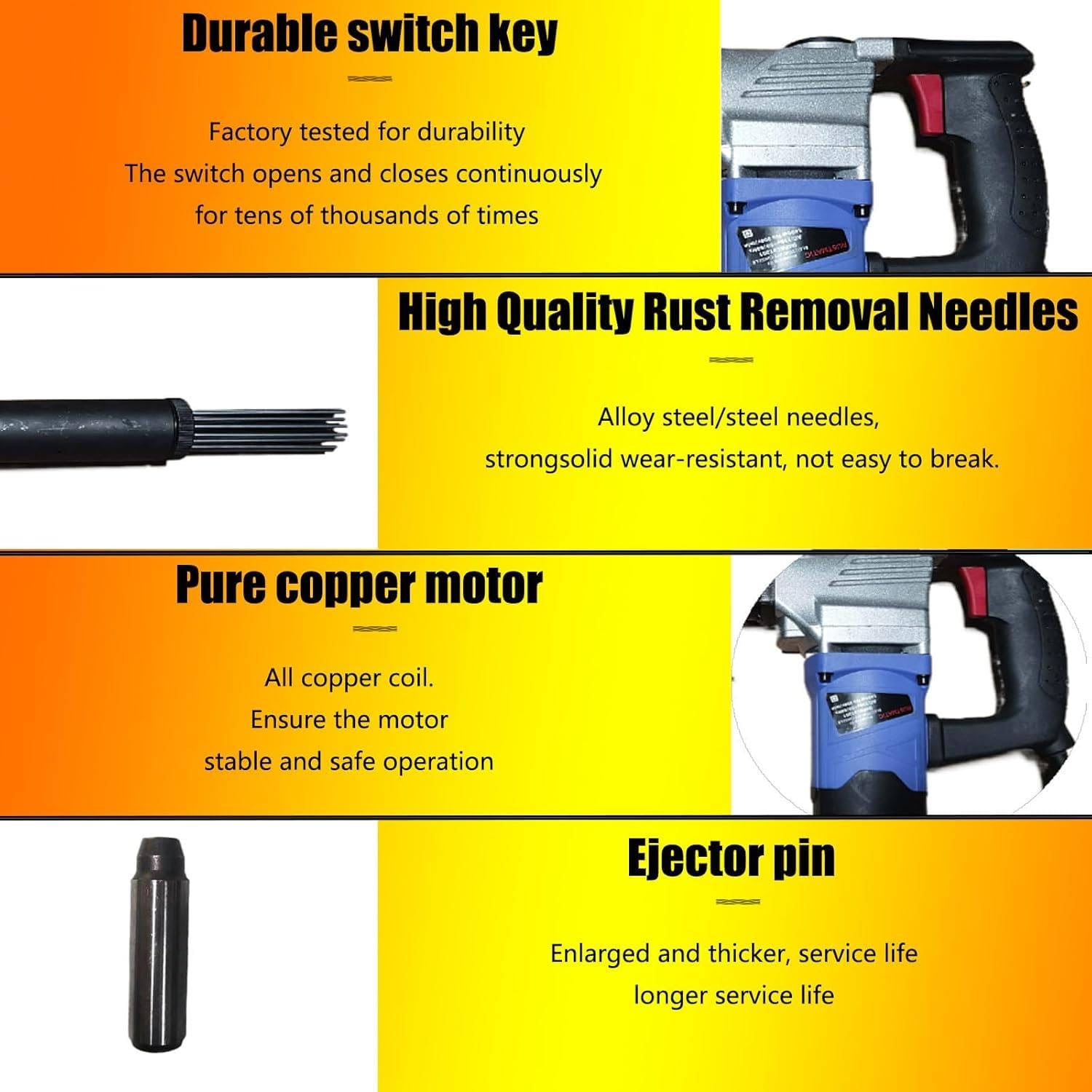 Strumento per la rimozione della ruggine, scrostatore Elettrico ad Aghi, scrostatore Elettrico Portatile Industriale ad Aghi per la rimozione di ruggine, Scorie di Saldatura 110v