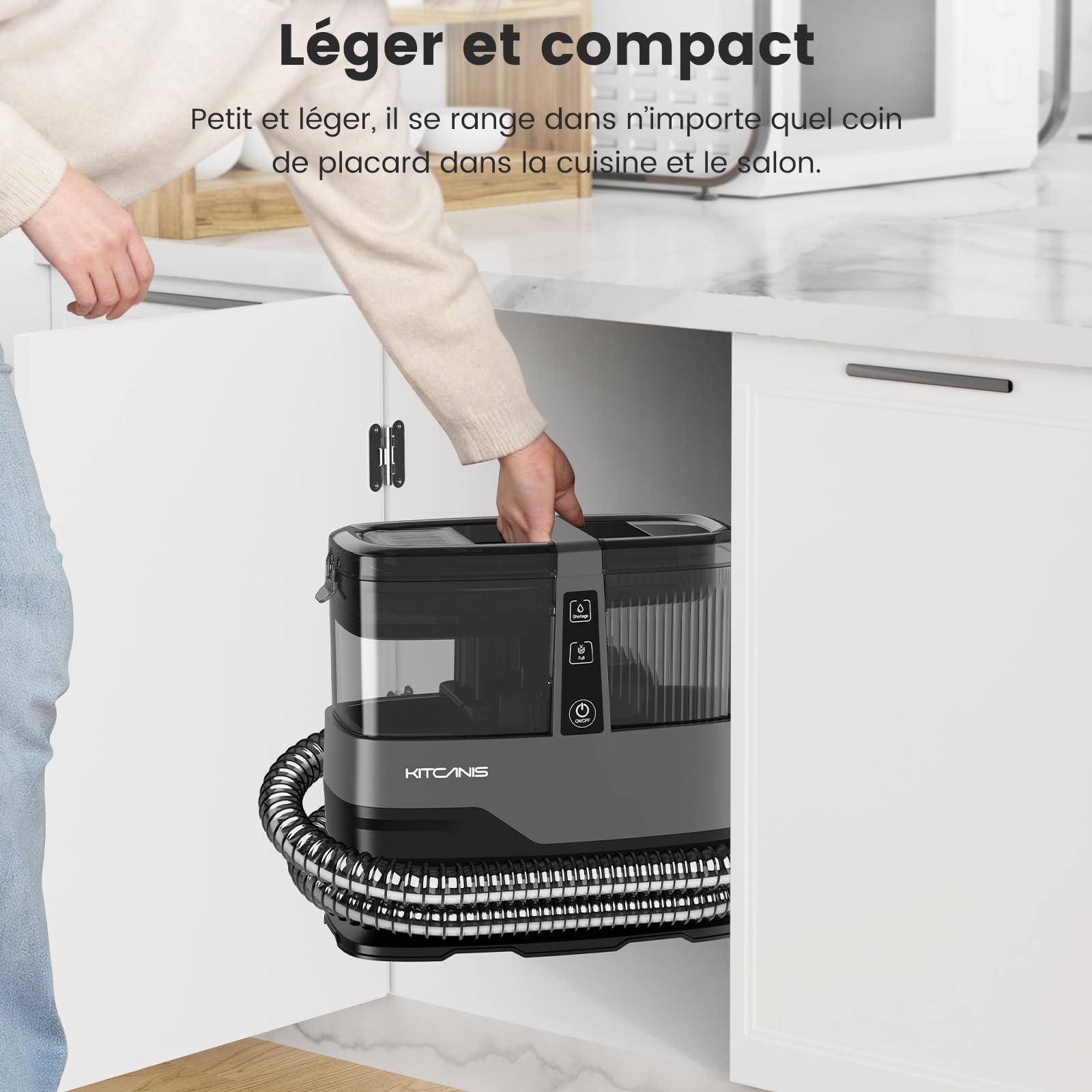 Kitcanis Nettoyeur Canapé Tissu 17000Pa - 78dB 600W Shampouineuse Canape avec 4 Buses Fonction d’Auto-Nettoyage Aspirateur pour Tapis, Moquettes, Meubles, Tissus, Voiture & Plus Encore