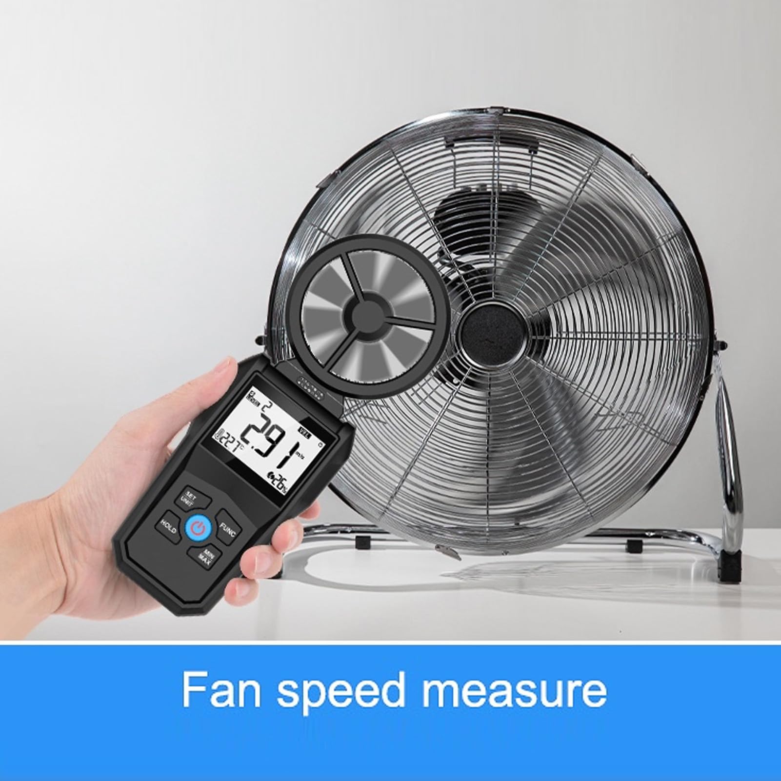 Schimer Präzisions-Windgeschwindigkeitsmesser, Digitales Anemometer mit Hintergrundbeleuchtetem LCD-Display Zur Messung von Luftfeuchtigkeit und Temperatur, Ideal für die Ventilatorenherstellung und