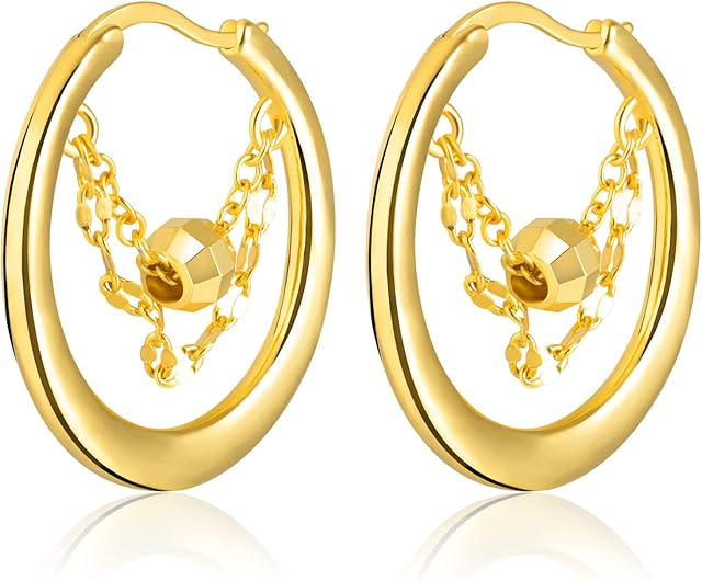Gold Hoops Earrings for Women Girls,14k Gold Plated Jewellery Gifts for Girlfriend Sister Daughter