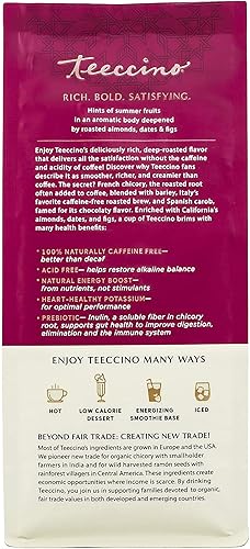 Miniatura 3 de Teeccino Alternativa al café de achicoria y almendra amaretto, café de hierbas molido que es prebiótico, sin cafeína y sin ácidos, tostado medio, 11