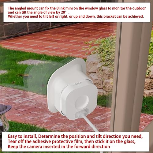 Miniatura 3 de Teccle Soporte de montaje en ventana en ángulo para cámara Blink Mini inclinación de 20 grados arribaabajoizquierdaderecha obtén ángulo de visión de