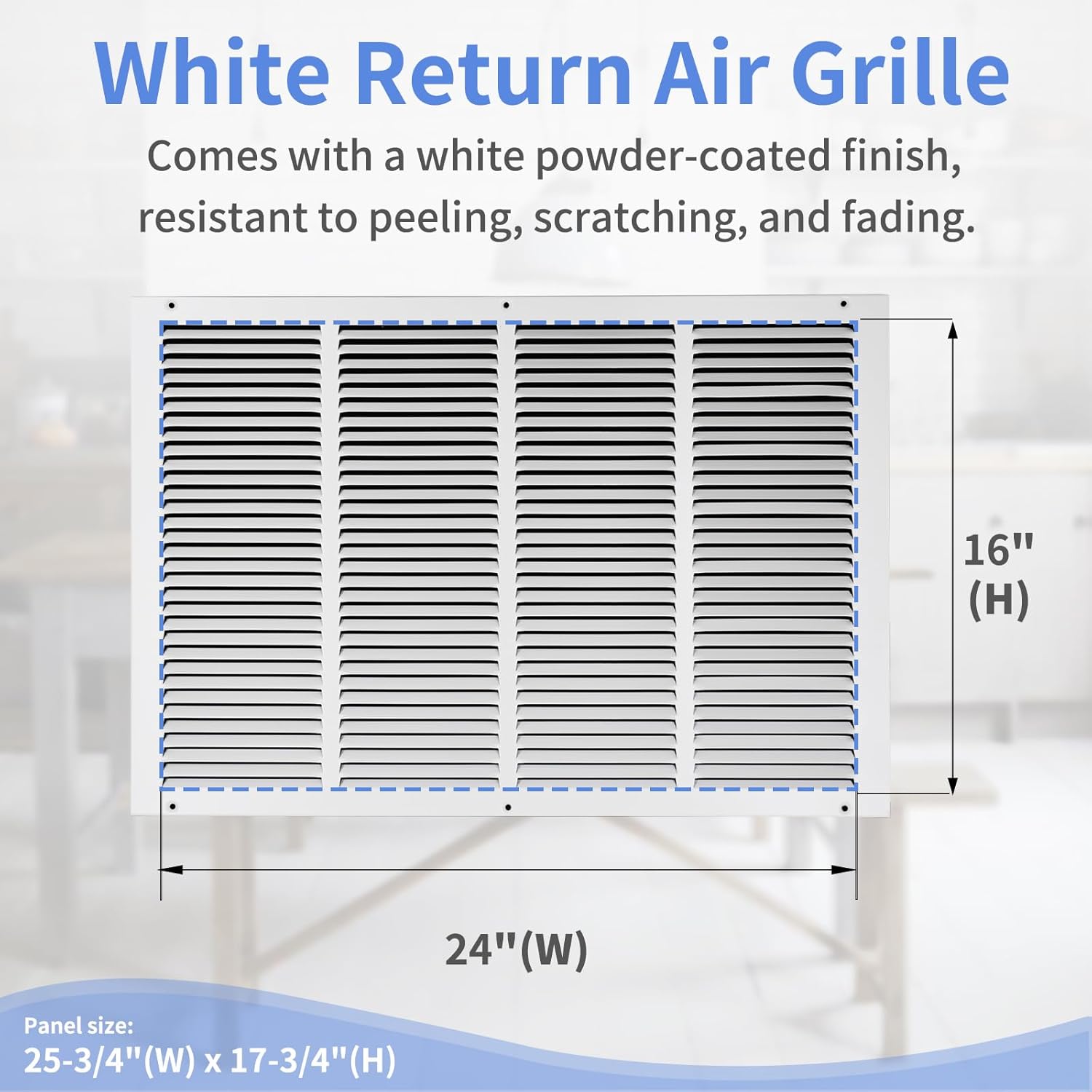 Howeall 24"W x 16"H [Duct Opening Size] Steel Return Air Grille, Air Return Vent Cover for Ceiling and Sidewall - HVAC Air Vent Covers - [Outer Dimensions: 25.75"W x 17.75"H]