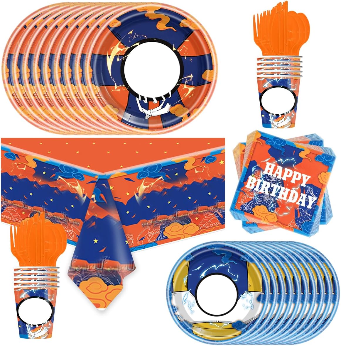 81Pcs Cartoon Party Tableware Set , Anime Theme Party Decoration, Cartoon Birthday Decoration Supplies