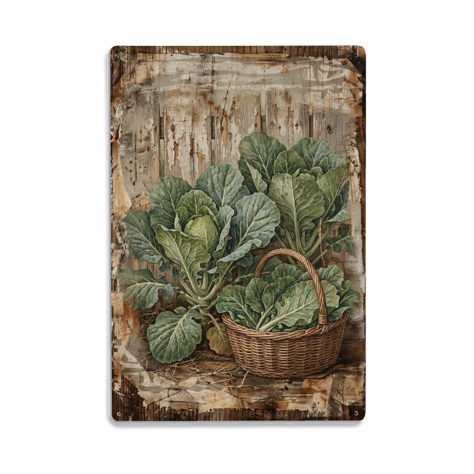 Collard Greens Garden Leafy Vegetable Countryside Vintage Metal Tin Sign Plaque Wall Decor for Cafe, Club, Garden Metal Poster 8x12Inch