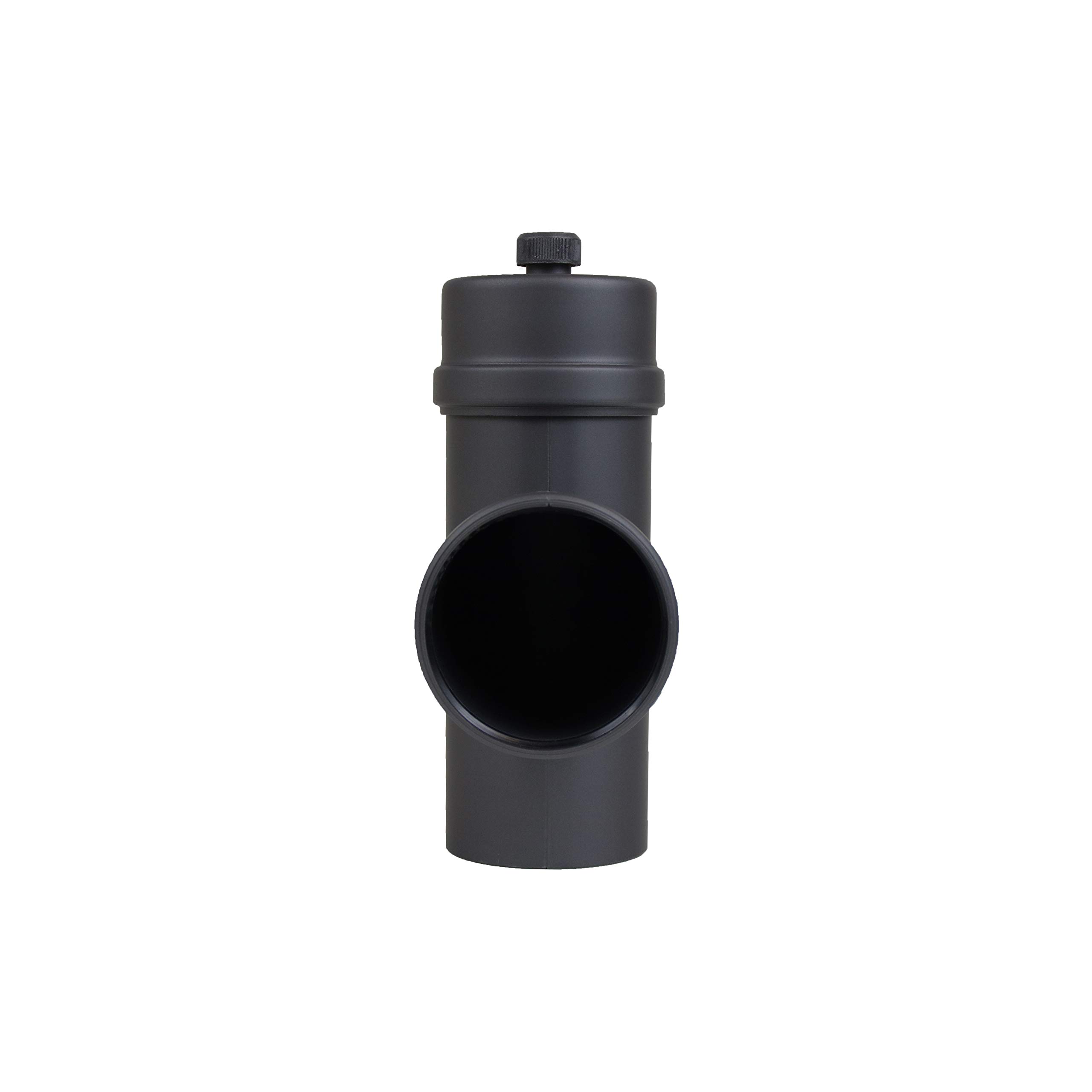 Tubo a gomito per canna fumaria a pellet, diametro 80 mm, colore grigio e nero (pezzo a T con capsula, nero).